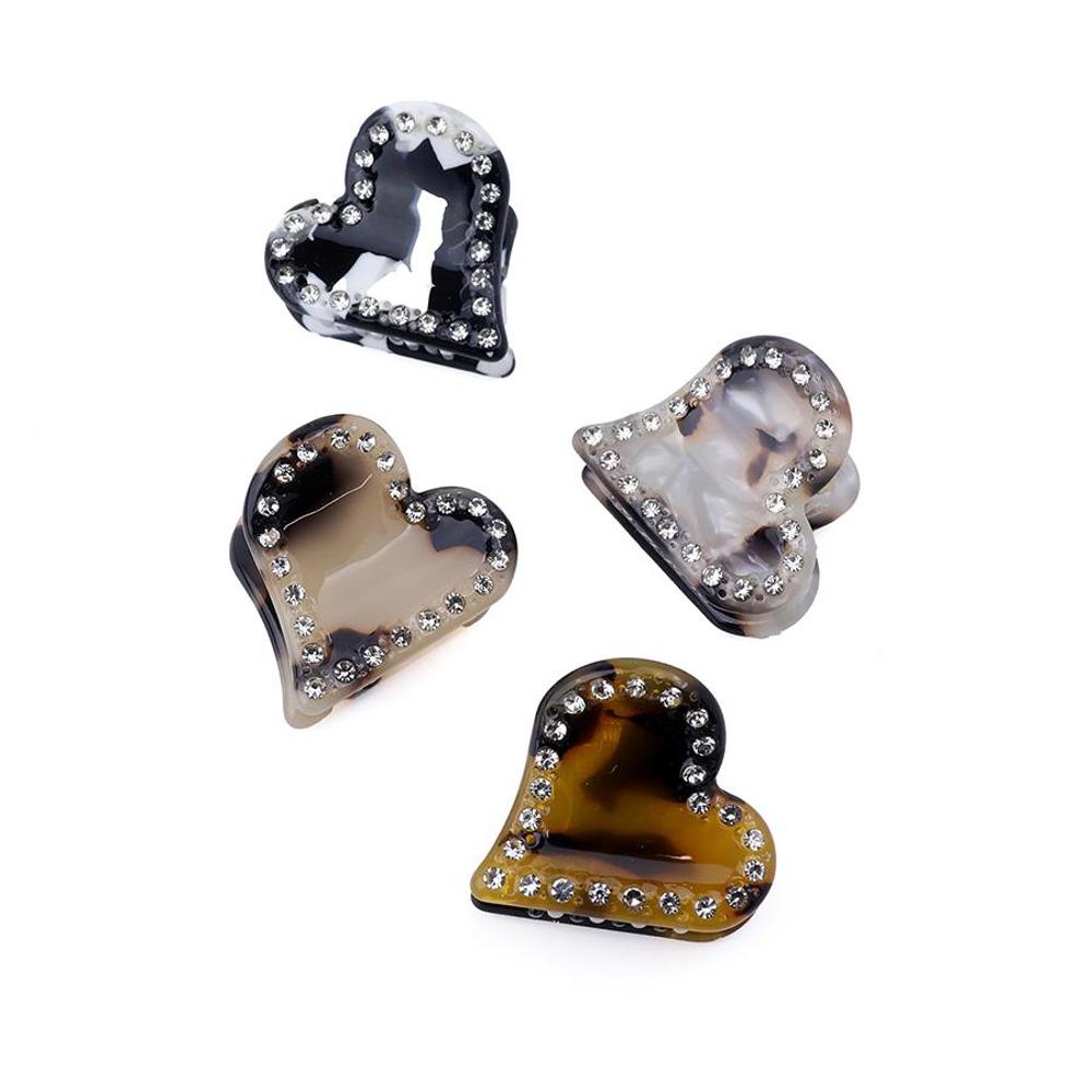 Peace of Mind Heart Clips X4 Terrazzo Crystal Edged
